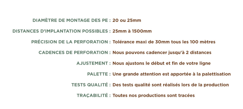 informations sur l'assemblage des réseaux d'irrigation